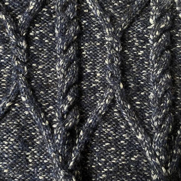Banana Republic Sweater Mens S Preppy Navy Cable Knit Shawl Neck Yak Hair - Picture 5 of 12